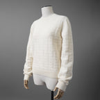 HERMES エルメス / 22AW 美品 Hアッシュ 長袖ニット / ウール ラウンジウェア ヴォヤージュ / 2H2630DA / size38 (WHITE)