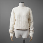 HERMES エルメス / 22AW 美品 Hアッシュ 長袖ニット / ウール ラウンジウェア ヴォヤージュ / 2H2630DA / size38 (WHITE)