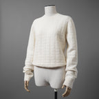 HERMES エルメス / 22AW 美品 Hアッシュ 長袖ニット / ウール ラウンジウェア ヴォヤージュ / 2H2630DA / size38 (WHITE)