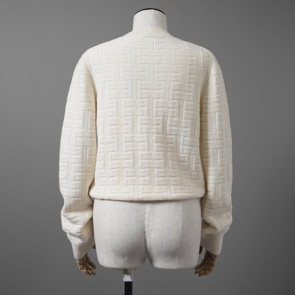 HERMES エルメス / 22AW 美品 Hアッシュ 長袖ニット / ウール ラウンジウェア ヴォヤージュ / 2H2630DA / size38 (WHITE)