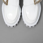 Roger Vivier ロジェ ヴィヴィエ / 美品 22SS Viv' Go-Thick ヴィヴ ゴー シック ストラス バックル パテントレザー ローファー 厚底 シューズ / size 36 (23cm) WHITE レディース