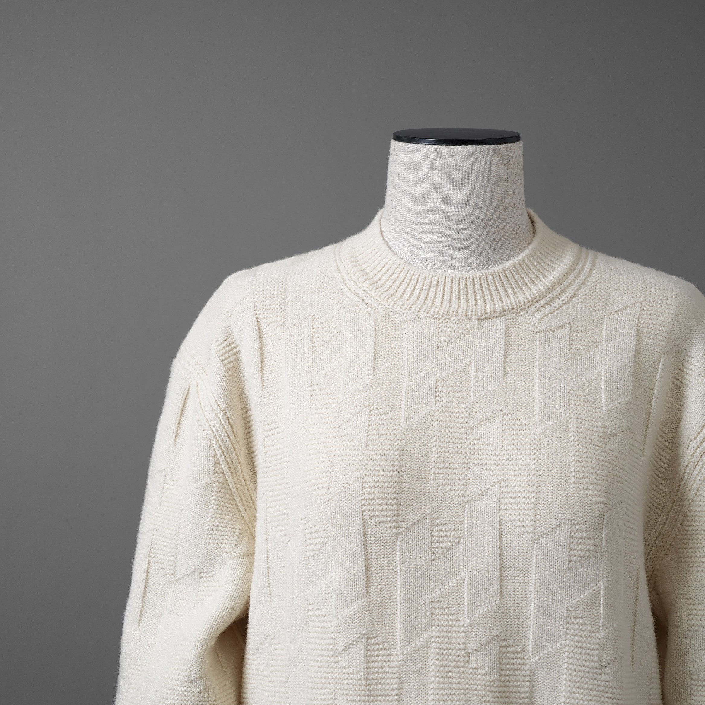 HERMES エルメス / 24AW 美品 Hモチーフ ウール 長袖ニット ワンピース  正規品  / 4H2523D3 / size36 (WHITE)