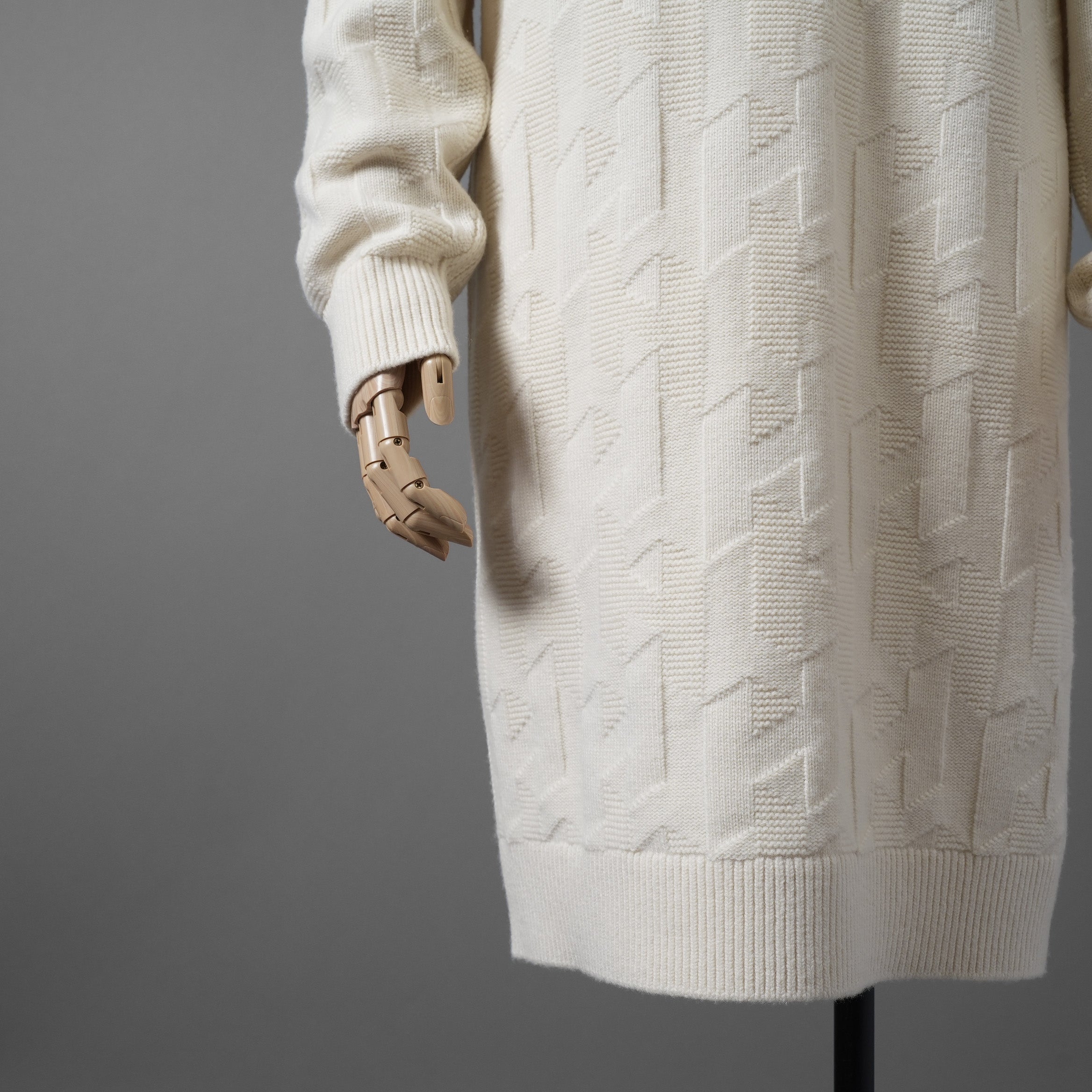 HERMES エルメス / 24AW 美品 Hモチーフ ウール 長袖ニット ワンピース  正規品  / 4H2523D3 / size36 (WHITE)