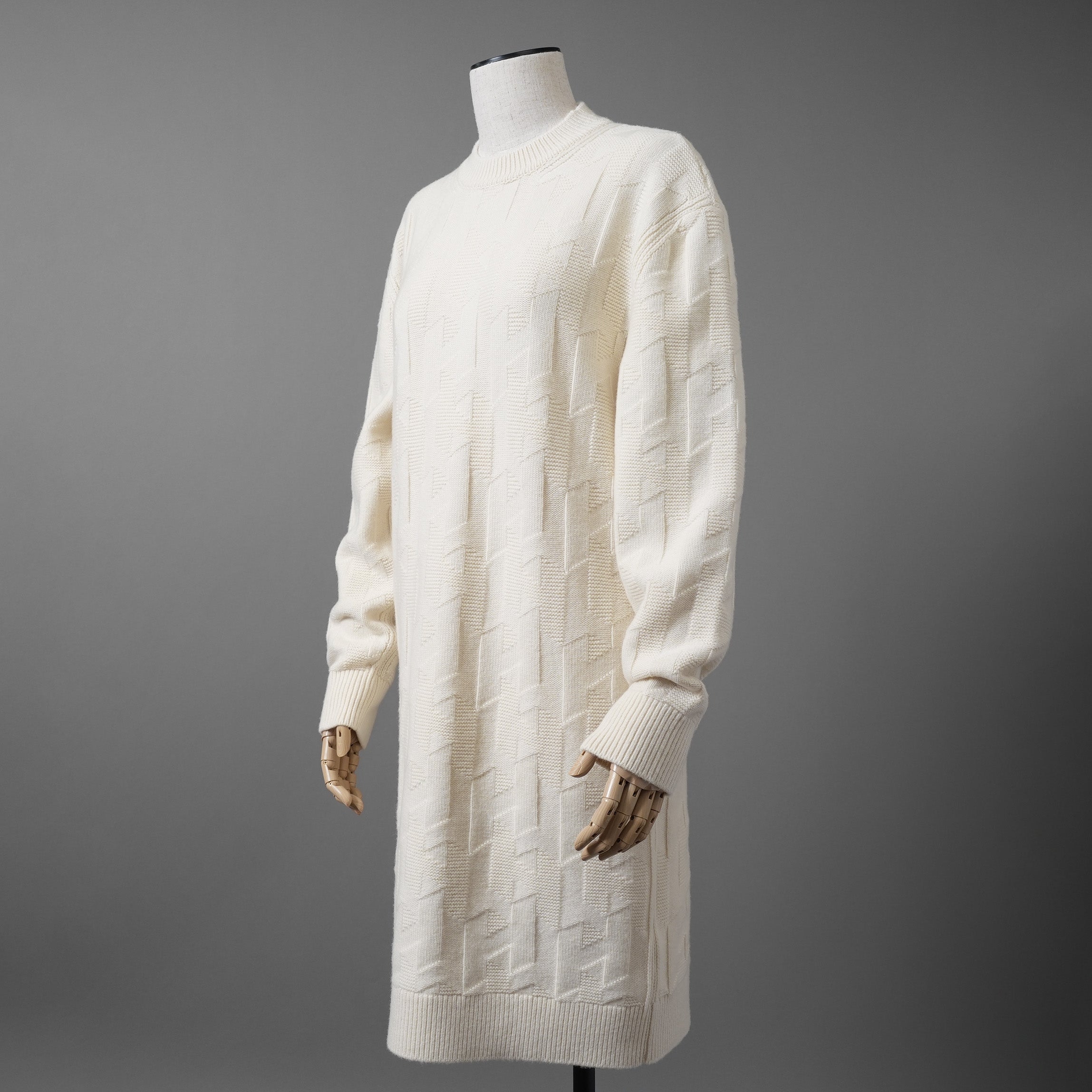 HERMES エルメス / 24AW 美品 Hモチーフ ウール 長袖ニット ワンピース  正規品  / 4H2523D3 / size36 (WHITE)