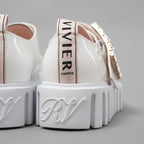Roger Vivier ロジェ ヴィヴィエ / 美品 22SS Viv' Go-Thick ヴィヴ ゴー シック ストラス バックル パテントレザー ローファー 厚底 シューズ / size 36 (23cm) WHITE レディース