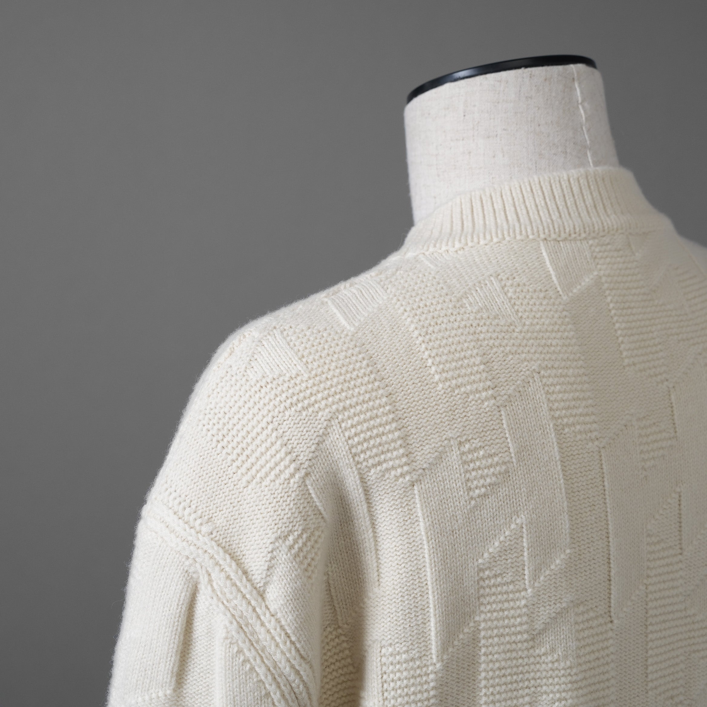HERMES エルメス / 24AW 美品 Hモチーフ ウール 長袖ニット ワンピース  正規品  / 4H2523D3 / size36 (WHITE)
