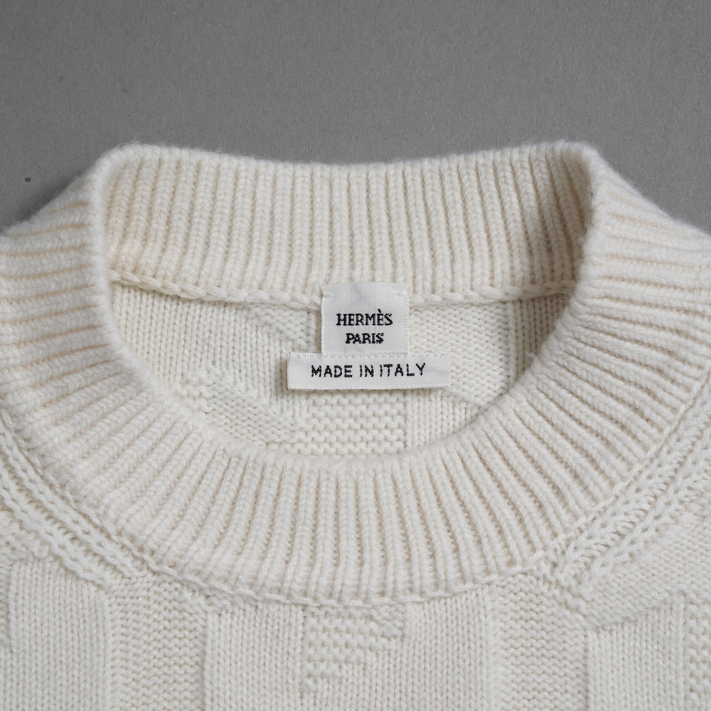 HERMES エルメス / 24AW 美品 Hモチーフ ウール 長袖ニット ワンピース  正規品  / 4H2523D3 / size36 (WHITE)
