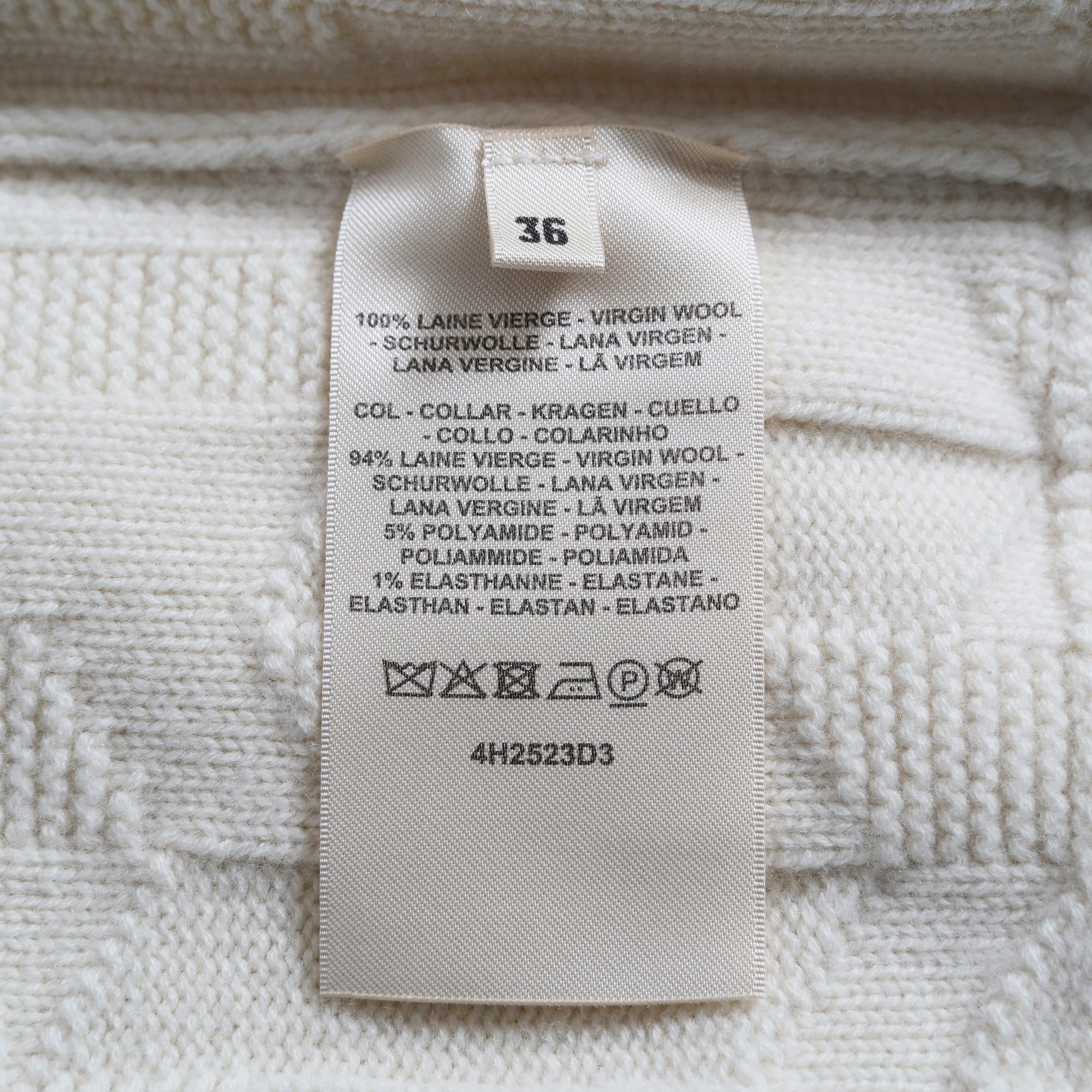 HERMES エルメス / 24AW 美品 Hモチーフ ウール 長袖ニット ワンピース  正規品  / 4H2523D3 / size36 (WHITE)