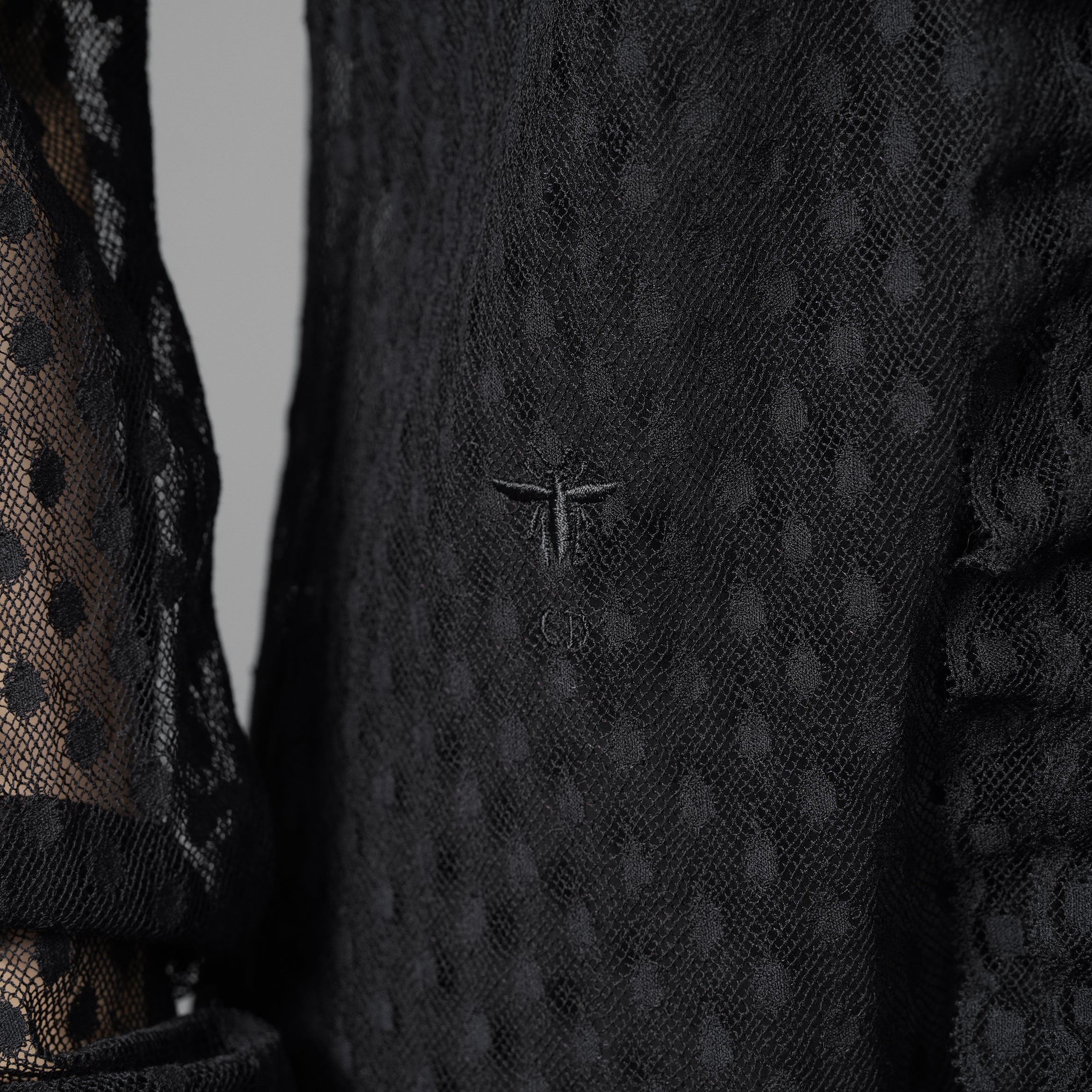 Christian Dior クリスチャンディオール/ 21SS 美品 Sheer Blouse with Plastron メッシュブラウス 長袖シャツ / 111B59A8505 / size 40 (BLACK)