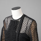 Christian Dior クリスチャンディオール/ 21SS 美品 Sheer Blouse with Plastron メッシュブラウス 長袖シャツ / 111B59A8505 / size 40 (BLACK)