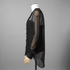 Christian Dior クリスチャンディオール/ 21SS 美品 Sheer Blouse with Plastron メッシュブラウス 長袖シャツ / 111B59A8505 / size 40 (BLACK)