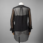 Christian Dior クリスチャンディオール/ 21SS 美品 Sheer Blouse with Plastron メッシュブラウス 長袖シャツ / 111B59A8505 / size 40 (BLACK)