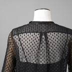 Christian Dior クリスチャンディオール/ 21SS 美品 Sheer Blouse with Plastron メッシュブラウス 長袖シャツ / 111B59A8505 / size 40 (BLACK)