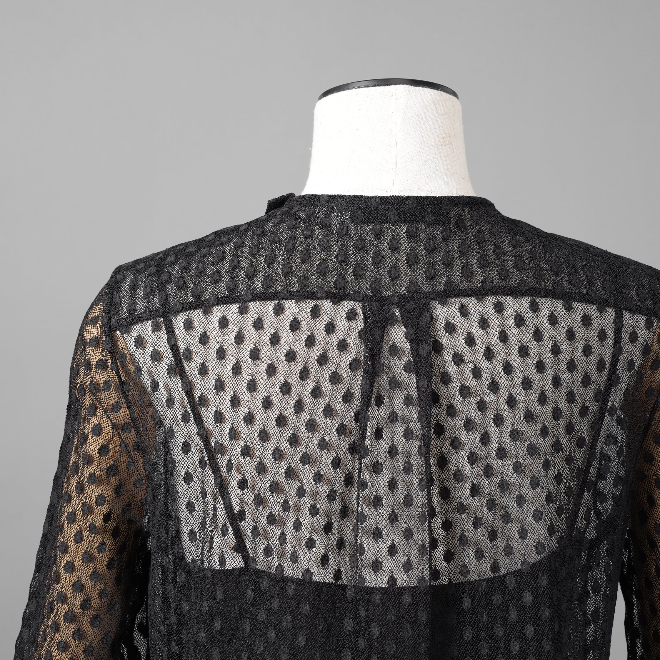 Christian Dior クリスチャンディオール/ 21SS 美品 Sheer Blouse with Plastron メッシュブラウス 長袖シャツ / 111B59A8505 / size 40 (BLACK)