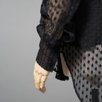Christian Dior クリスチャンディオール/ 21SS 美品 Sheer Blouse with Plastron メッシュブラウス 長袖シャツ / 111B59A8505 / size 40 (BLACK)