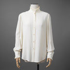 CELINE セリーヌ / 美品 エディ期 / フリル ブラウス / シルククレープ / 長袖シャツ / 2B114008D / size 36 (IVORY WHITE)