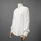 CELINE セリーヌ / 美品 エディ期 / フリル ブラウス / シルククレープ / 長袖シャツ / 2B114008D / size 36 (IVORY WHITE)