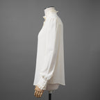 CELINE セリーヌ / 美品 エディ期 / フリル ブラウス / シルククレープ / 長袖シャツ / 2B114008D / size 36 (IVORY WHITE)