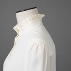 CELINE セリーヌ / 美品 エディ期 / フリル ブラウス / シルククレープ / 長袖シャツ / 2B114008D / size 36 (IVORY WHITE)