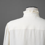 CELINE セリーヌ / 美品 エディ期 / フリル ブラウス / シルククレープ / 長袖シャツ / 2B114008D / size 36 (IVORY WHITE)