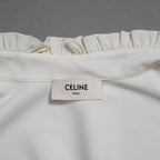 CELINE セリーヌ / 美品 エディ期 / フリル ブラウス / シルククレープ / 長袖シャツ / 2B114008D / size 36 (IVORY WHITE)