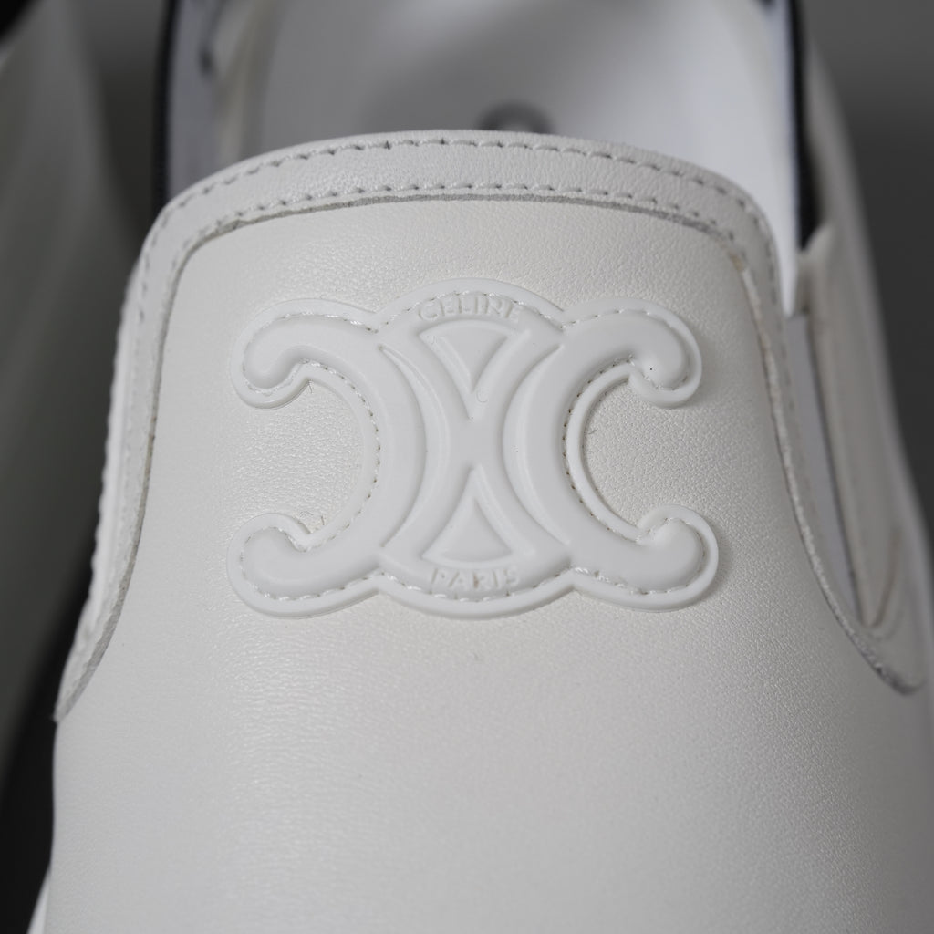 CELINE セリーヌ / 美品 トリオンフ STRAPPED WEDGE MULE W TRION 50 / ブロック ウェッジミュール / size 36 (23cm) WHITE /  厚底 シューズ