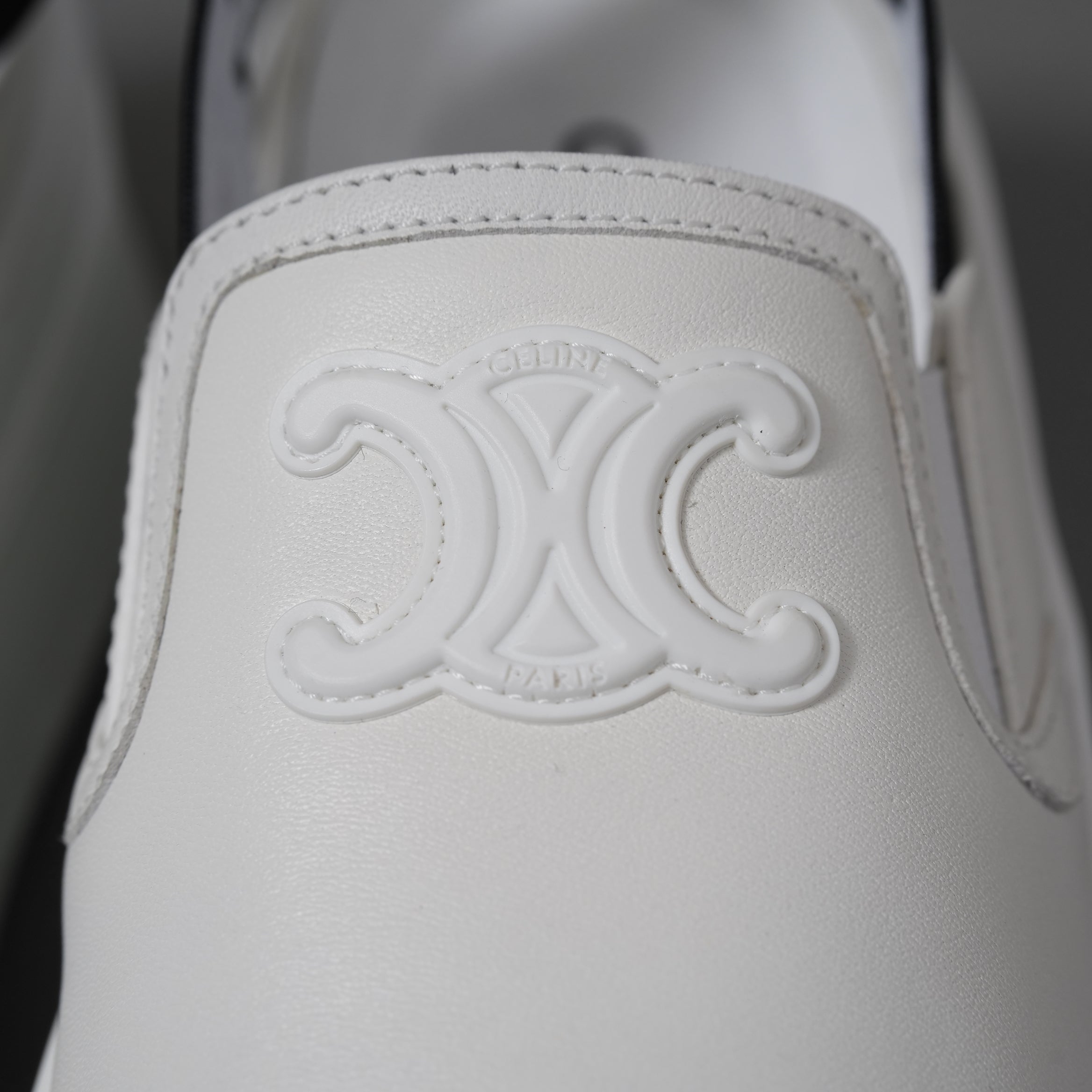 CELINE セリーヌ / 美品 トリオンフ STRAPPED WEDGE MULE W TRION 50 / ブロック ウェッジミュール / size 36 (23cm) WHITE /  厚底 シューズ