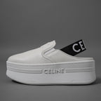 CELINE セリーヌ / 美品 トリオンフ STRAPPED WEDGE MULE W TRION 50 / ブロック ウェッジミュール / size 36 (23cm) WHITE /  厚底 シューズ