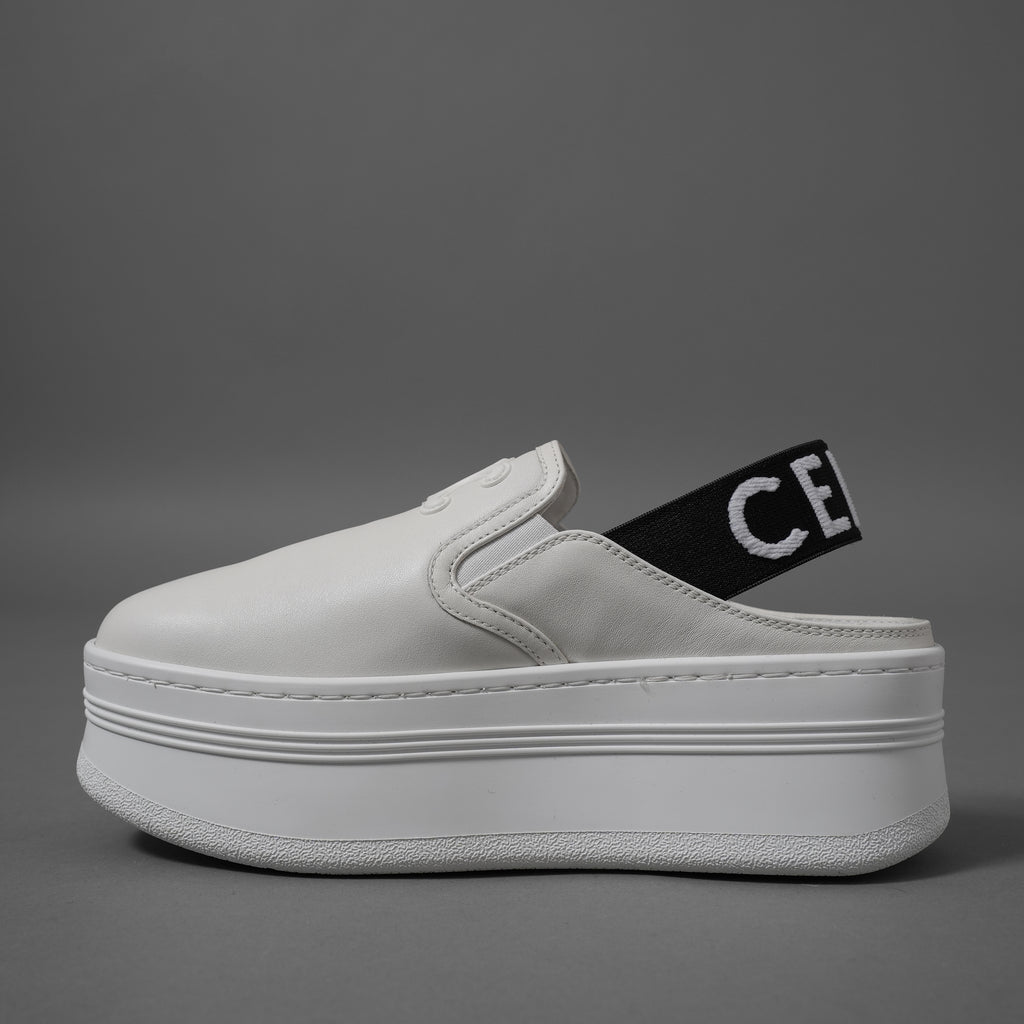 CELINE セリーヌ / 美品 トリオンフ STRAPPED WEDGE MULE W TRION 50 / ブロック ウェッジミュール / size 36 (23cm) WHITE /  厚底 シューズ