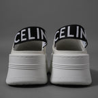 CELINE セリーヌ / 美品 トリオンフ STRAPPED WEDGE MULE W TRION 50 / ブロック ウェッジミュール / size 36 (23cm) WHITE /  厚底 シューズ