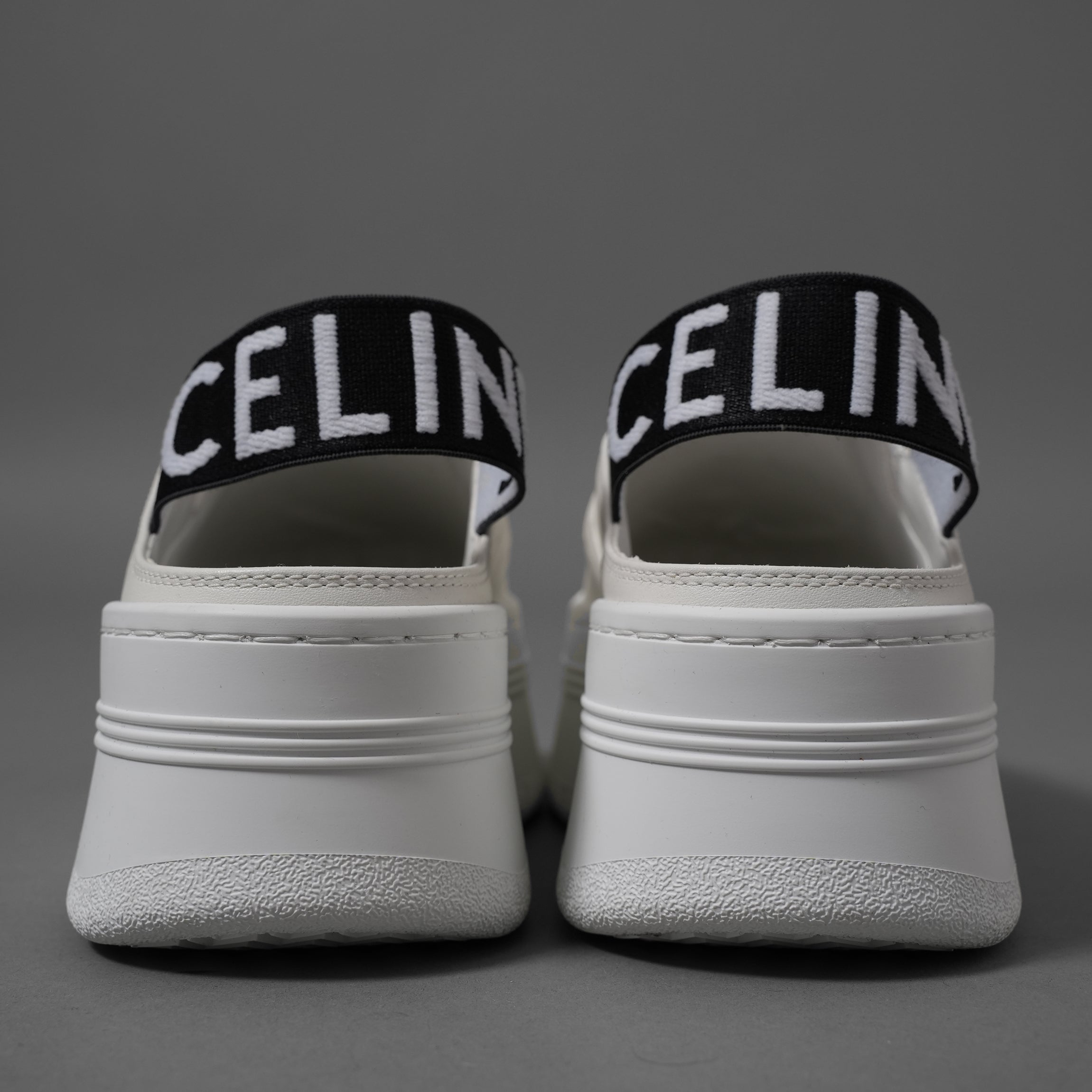 CELINE セリーヌ / 美品 トリオンフ STRAPPED WEDGE MULE W TRION 50 / ブロック ウェッジミュール / size 36 (23cm) WHITE /  厚底 シューズ