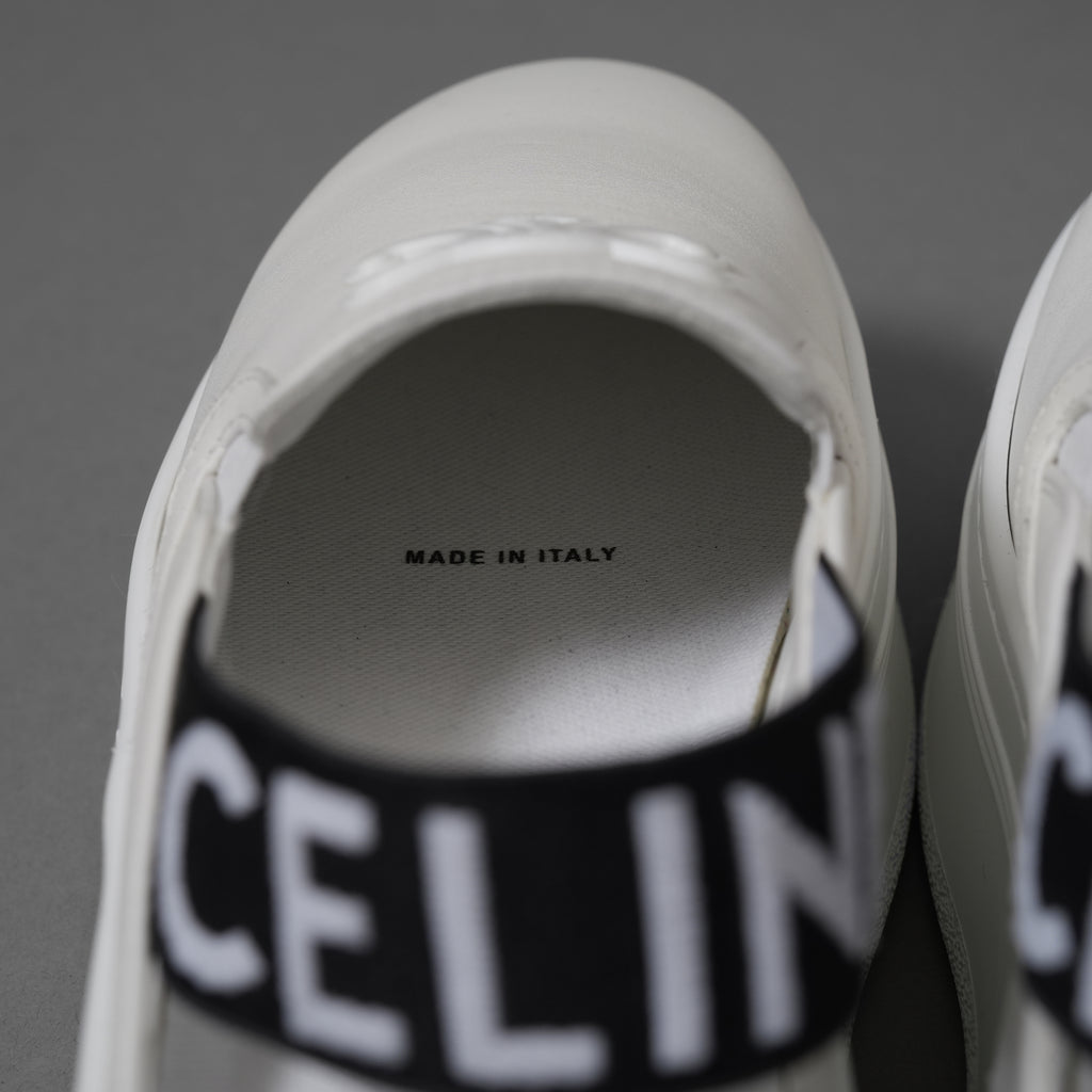 CELINE セリーヌ / 美品 トリオンフ STRAPPED WEDGE MULE W TRION 50 / ブロック ウェッジミュール / size 36 (23cm) WHITE /  厚底 シューズ