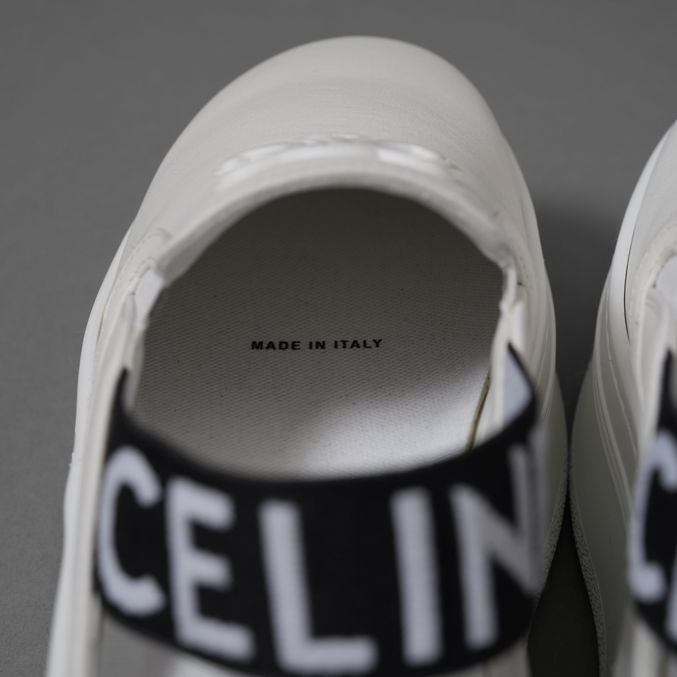 CELINE セリーヌ / 美品 トリオンフ STRAPPED WEDGE MULE W TRION 50 / ブロック ウェッジミュール / size 36 (23cm) WHITE /  厚底 シューズ