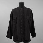 daska ダスカ / 美品 24SS daska× maktub コラボ別注 Pintuck Shirt (front open ver.) 長袖シャツ / size 22(M) BLACK