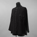daska ダスカ / 美品 24SS daska× maktub コラボ別注 Pintuck Shirt (front open ver.) 長袖シャツ / size 22(M) BLACK