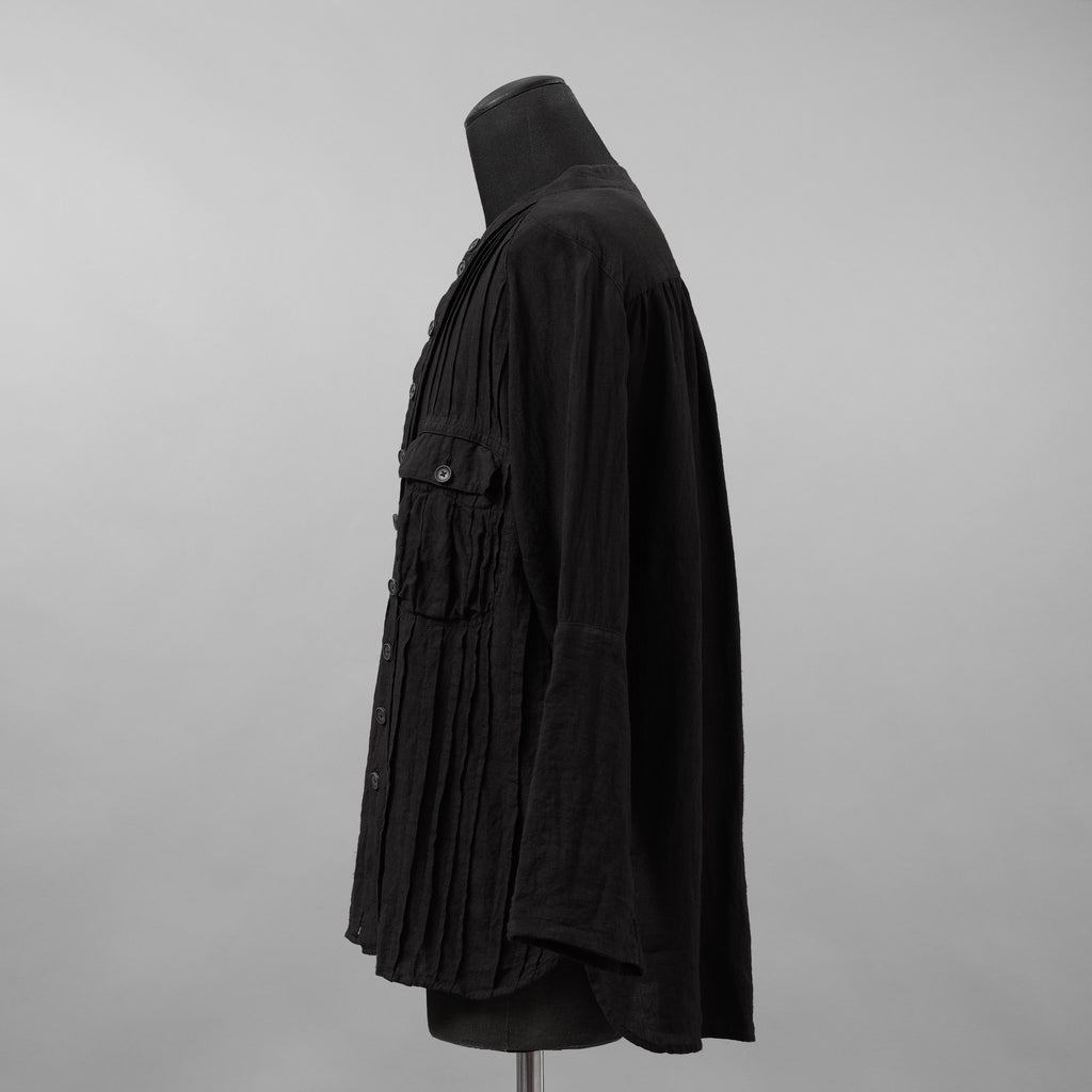 daska ダスカ / 美品 24SS daska× maktub コラボ別注 Pintuck Shirt (front open ver.) 長袖シャツ / size 22(M) BLACK