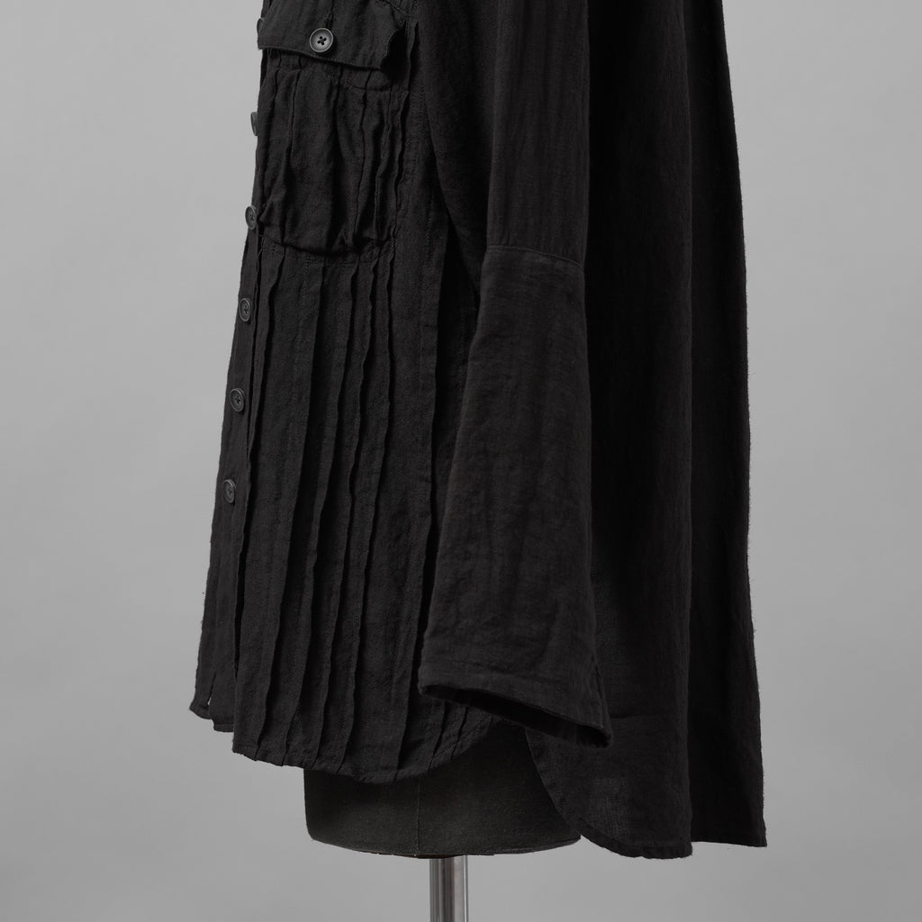 daska ダスカ / 美品 24SS daska× maktub コラボ別注 Pintuck Shirt (front open ver.) 長袖シャツ / size 22(M) BLACK