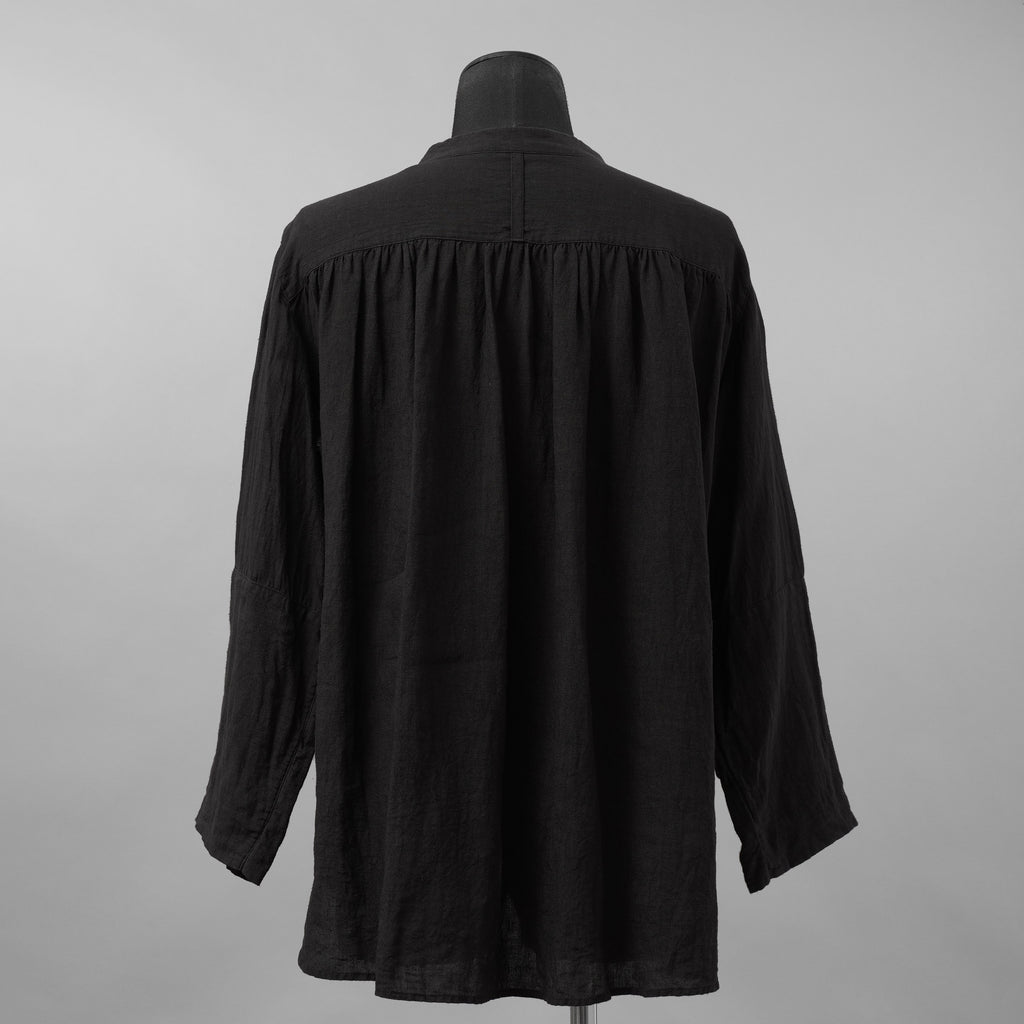daska ダスカ / 美品 24SS daska× maktub コラボ別注 Pintuck Shirt (front open ver.) 長袖シャツ / size 22(M) BLACK