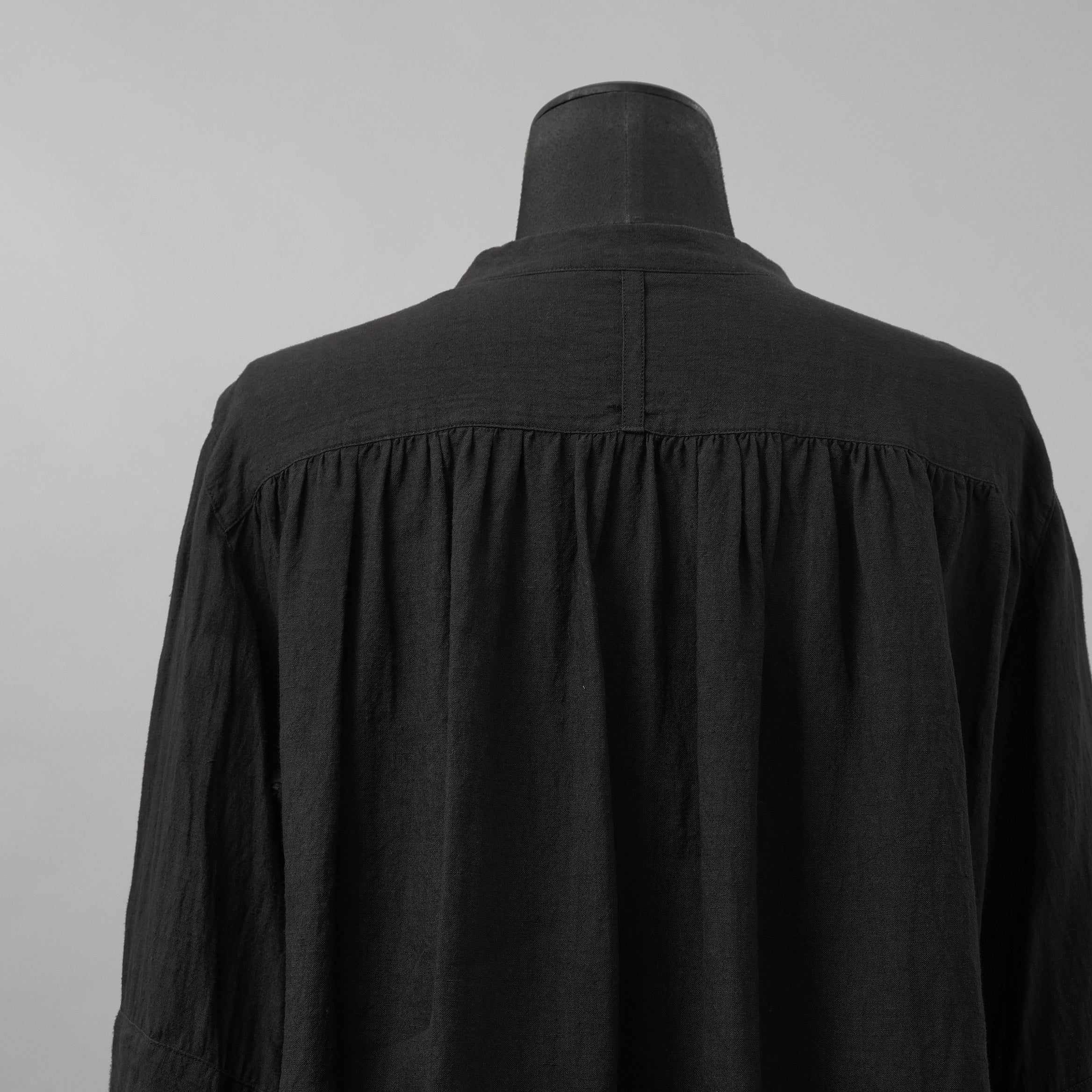 daska ダスカ / 美品 24SS daska× maktub コラボ別注 Pintuck Shirt (front open ver.) 長袖シャツ / size 22(M) BLACK