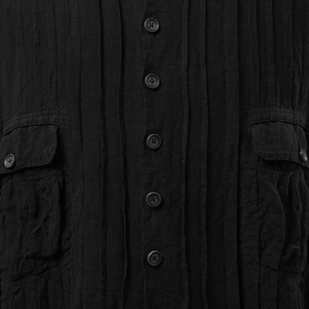 daska ダスカ / 美品 24SS daska× maktub コラボ別注 Pintuck Shirt (front open ver.) 長袖シャツ / size 22(M) BLACK