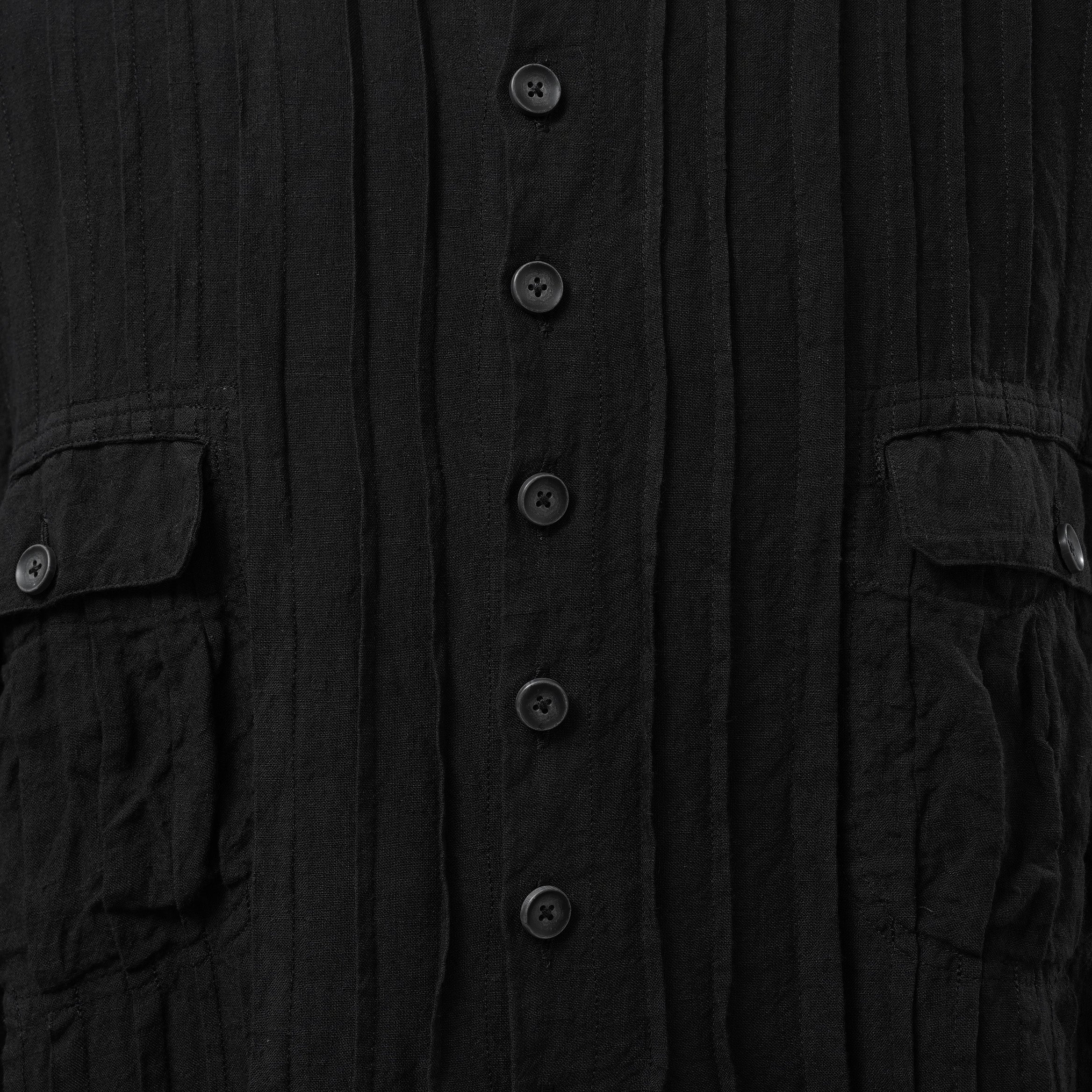 daska ダスカ / 美品 24SS daska× maktub コラボ別注 Pintuck Shirt (front open ver.) 長袖シャツ / size 22(M) BLACK