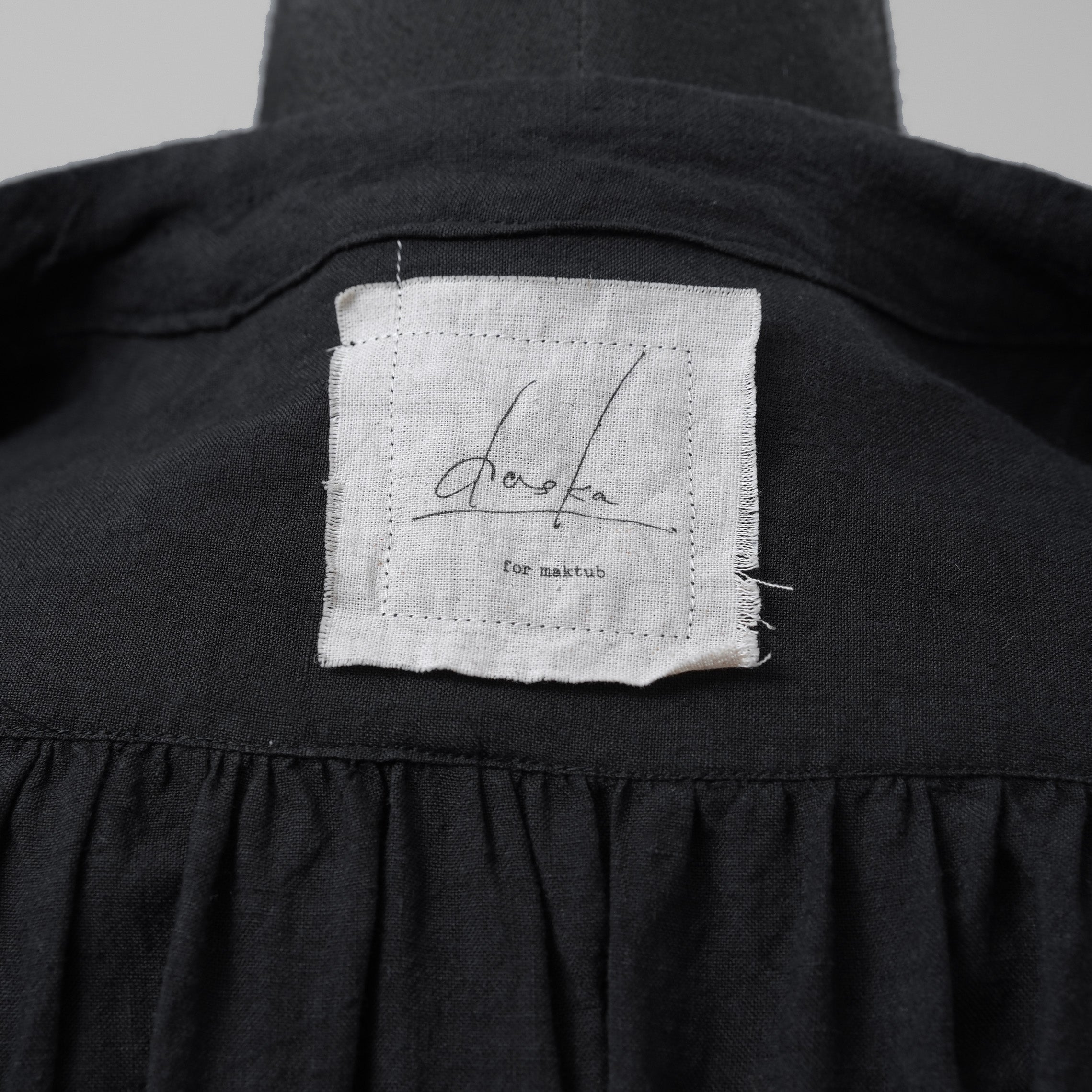 daska ダスカ / 美品 24SS daska× maktub コラボ別注 Pintuck Shirt (front open ver.) 長袖シャツ / size 22(M) BLACK
