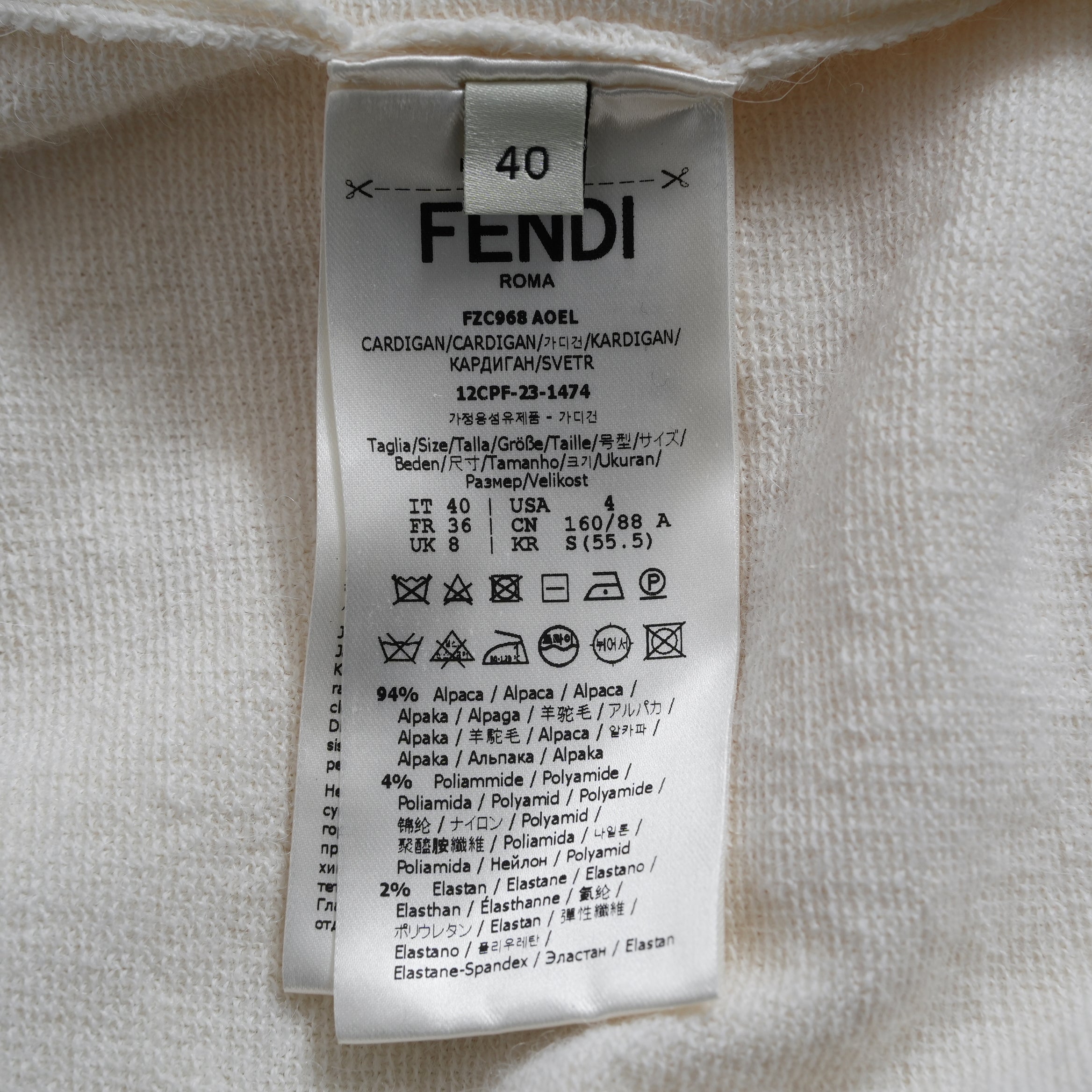 FENDI フェンディ / 23AW アシメトリー アルパカ ニット カーディガン / FZC968 AOEL / size40 (WHITE)