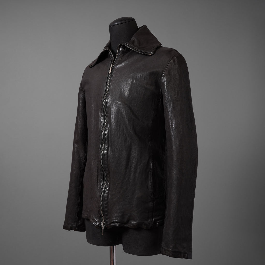 新品 ISAMUKATAYAMA BACKLASH The LINE イサムカタヤマ バックラッシュ / イタリーカーフ 製品染め 襟付きブルゾン T-148 / size M (DARK BROWN)
