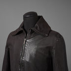 新品 ISAMUKATAYAMA BACKLASH The LINE イサムカタヤマ バックラッシュ / イタリーカーフ 製品染め 襟付きブルゾン T-148 / size M (DARK BROWN)