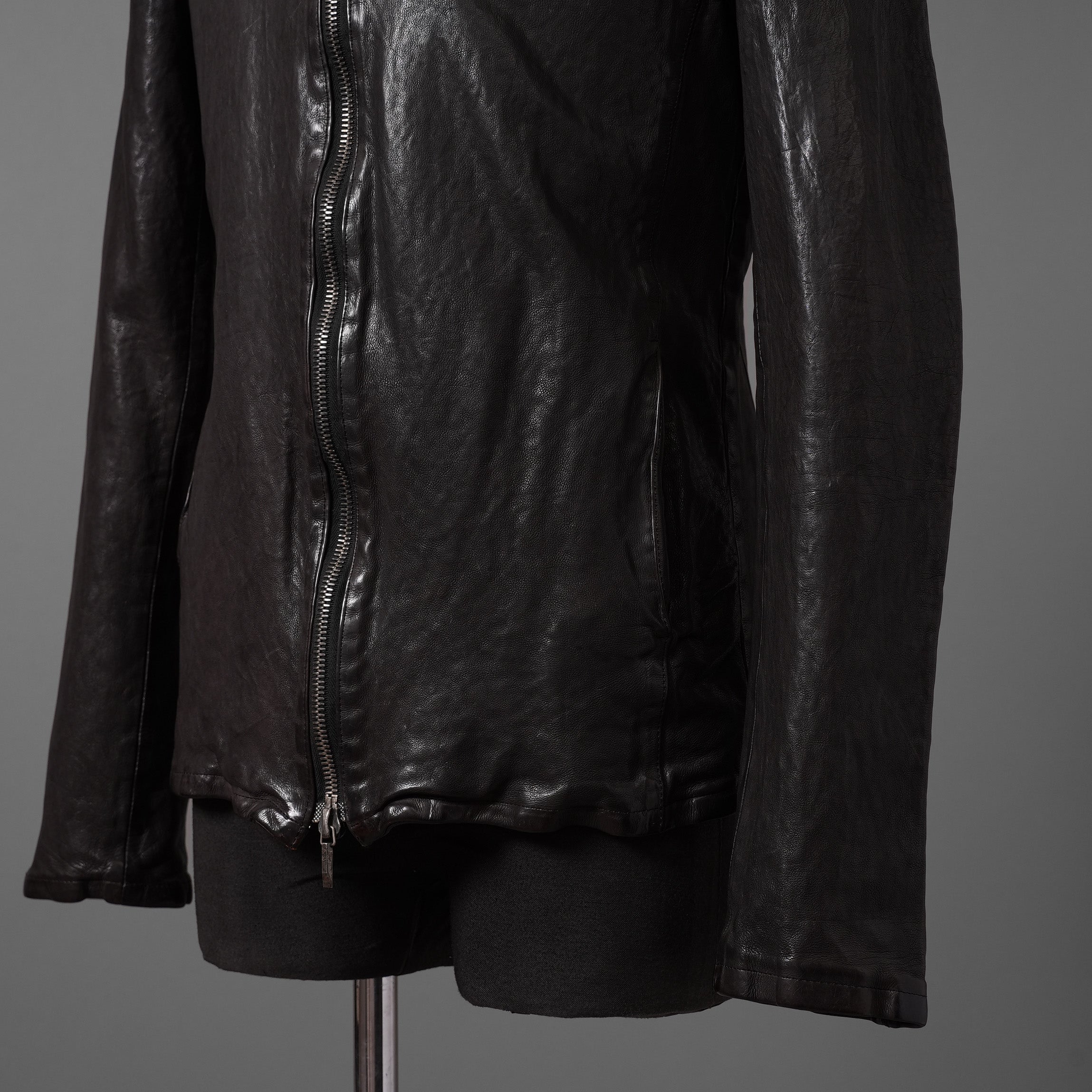 新品 ISAMUKATAYAMA BACKLASH The LINE イサムカタヤマ バックラッシュ / イタリーカーフ 製品染め 襟付きブルゾン T-148 / size M (DARK BROWN)