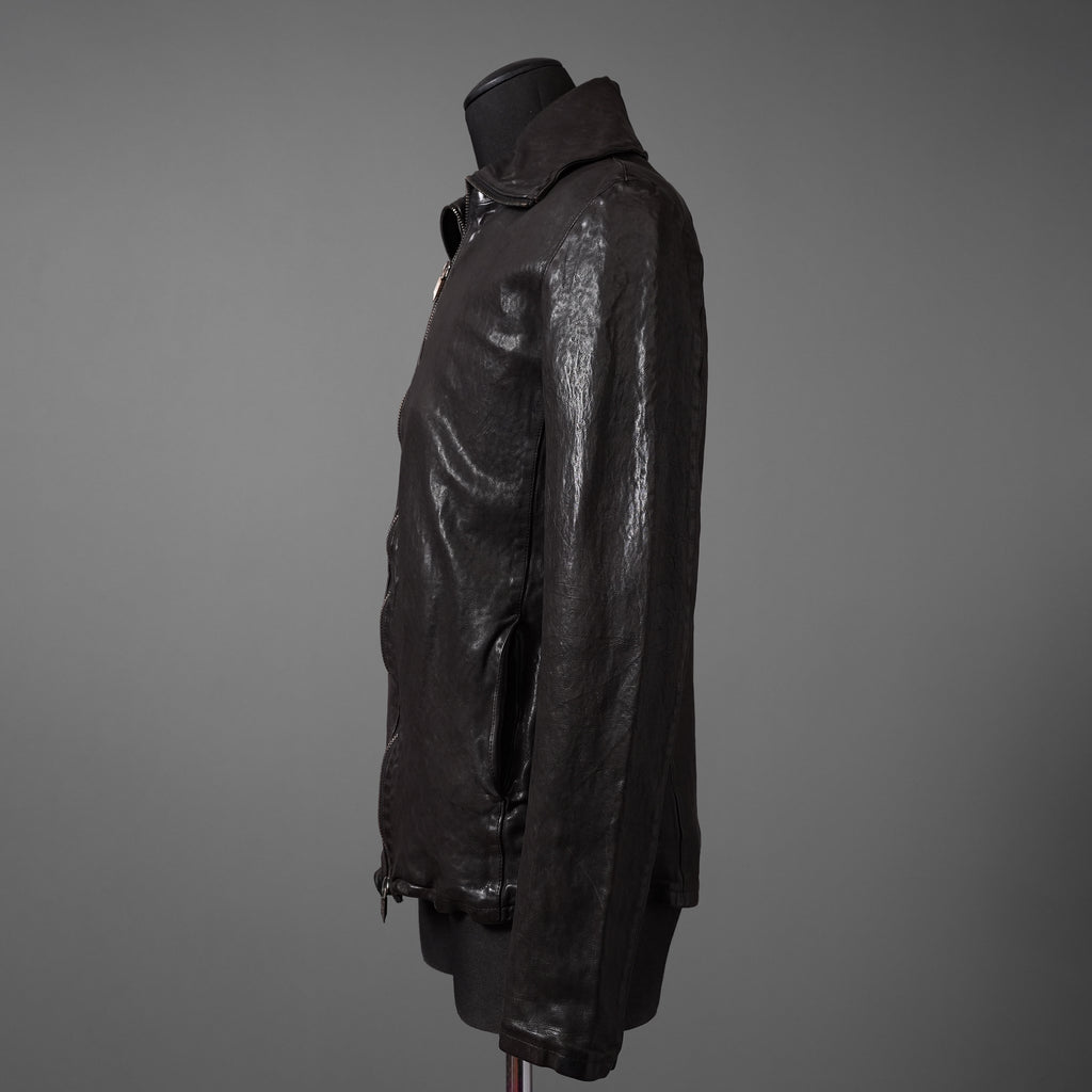 新品 ISAMUKATAYAMA BACKLASH The LINE イサムカタヤマ バックラッシュ / イタリーカーフ 製品染め 襟付きブルゾン T-148 / size M (DARK BROWN)