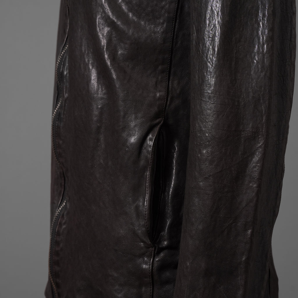 新品 ISAMUKATAYAMA BACKLASH The LINE イサムカタヤマ バックラッシュ / イタリーカーフ 製品染め 襟付きブルゾン T-148 / size M (DARK BROWN)