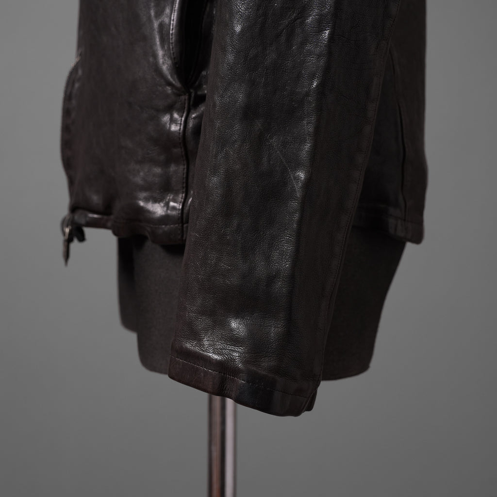 新品 ISAMUKATAYAMA BACKLASH The LINE イサムカタヤマ バックラッシュ / イタリーカーフ 製品染め 襟付きブルゾン T-148 / size M (DARK BROWN)
