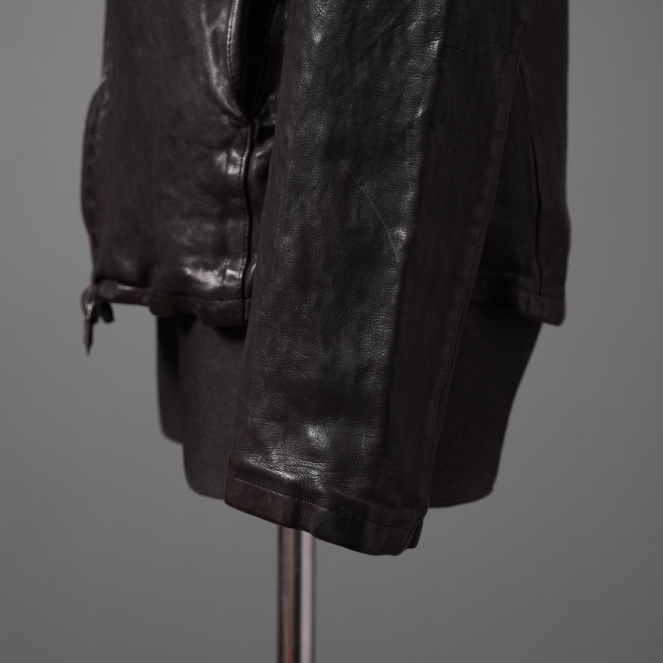 新品 ISAMUKATAYAMA BACKLASH The LINE イサムカタヤマ バックラッシュ / イタリーカーフ 製品染め 襟付きブルゾン T-148 / size M (DARK BROWN)